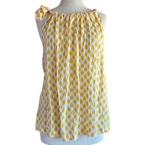 Womens Top Size Large Yellow White Tank Flow Breezy Summer Vacation Resort Ready
